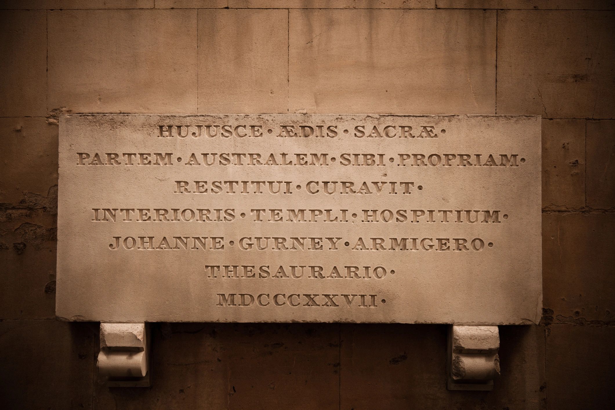 Close-up of an engraved stone inscription