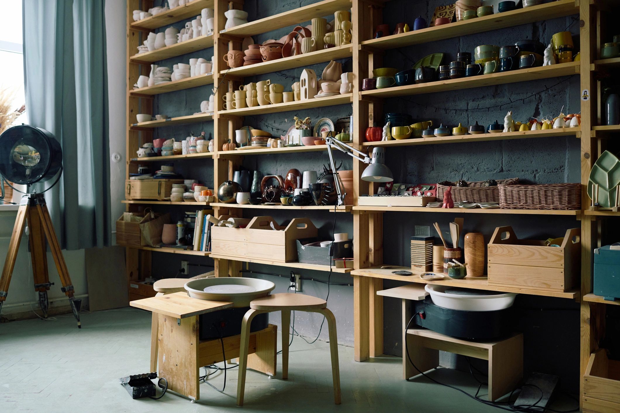 Pottery display suggesting everyday material culture
