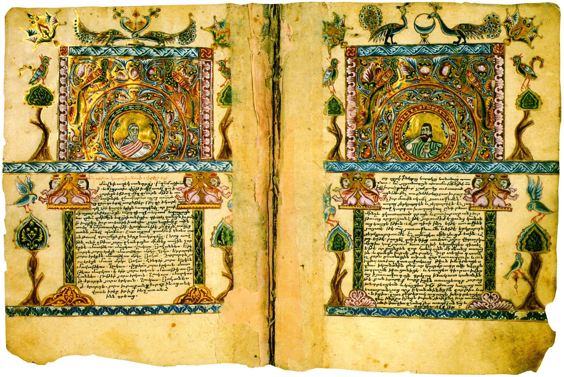 Antique book opened for close study